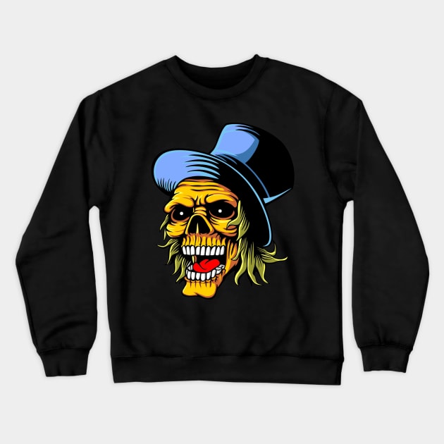 Top Hat Skull Design Crewneck Sweatshirt by Funky Aviation